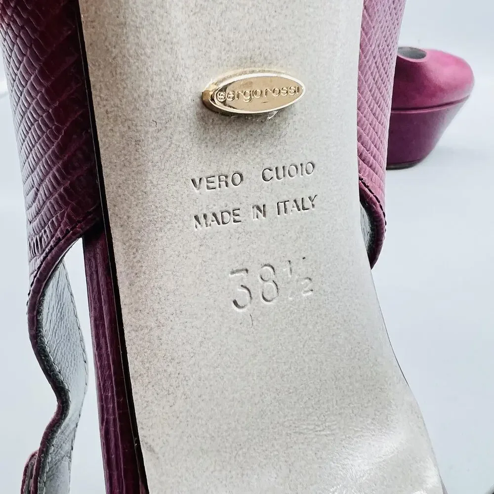 Sergio Rossi Shoes Womens 8.5 Pink Leather Slingback Platform Peep Toe Heels